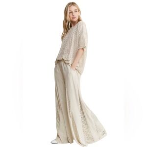 Boho COMING SOON Natural Ivory Cream Lace Hippie Flare Pants